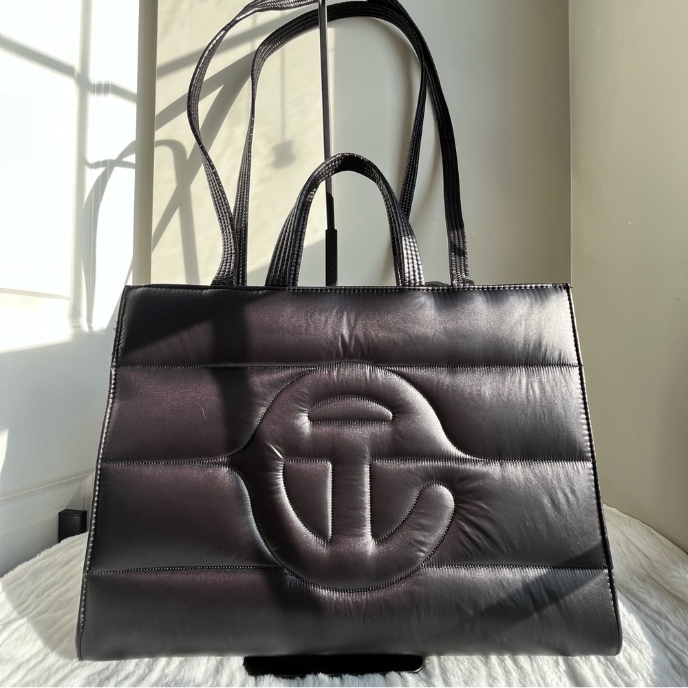 Telfar Black Quilted Logo Tote